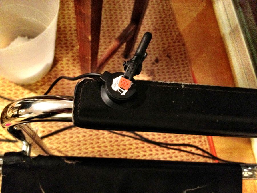 image of Contact Mic Clamped to Chair