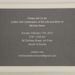 image of Invitation for Michael Asher New York memorial